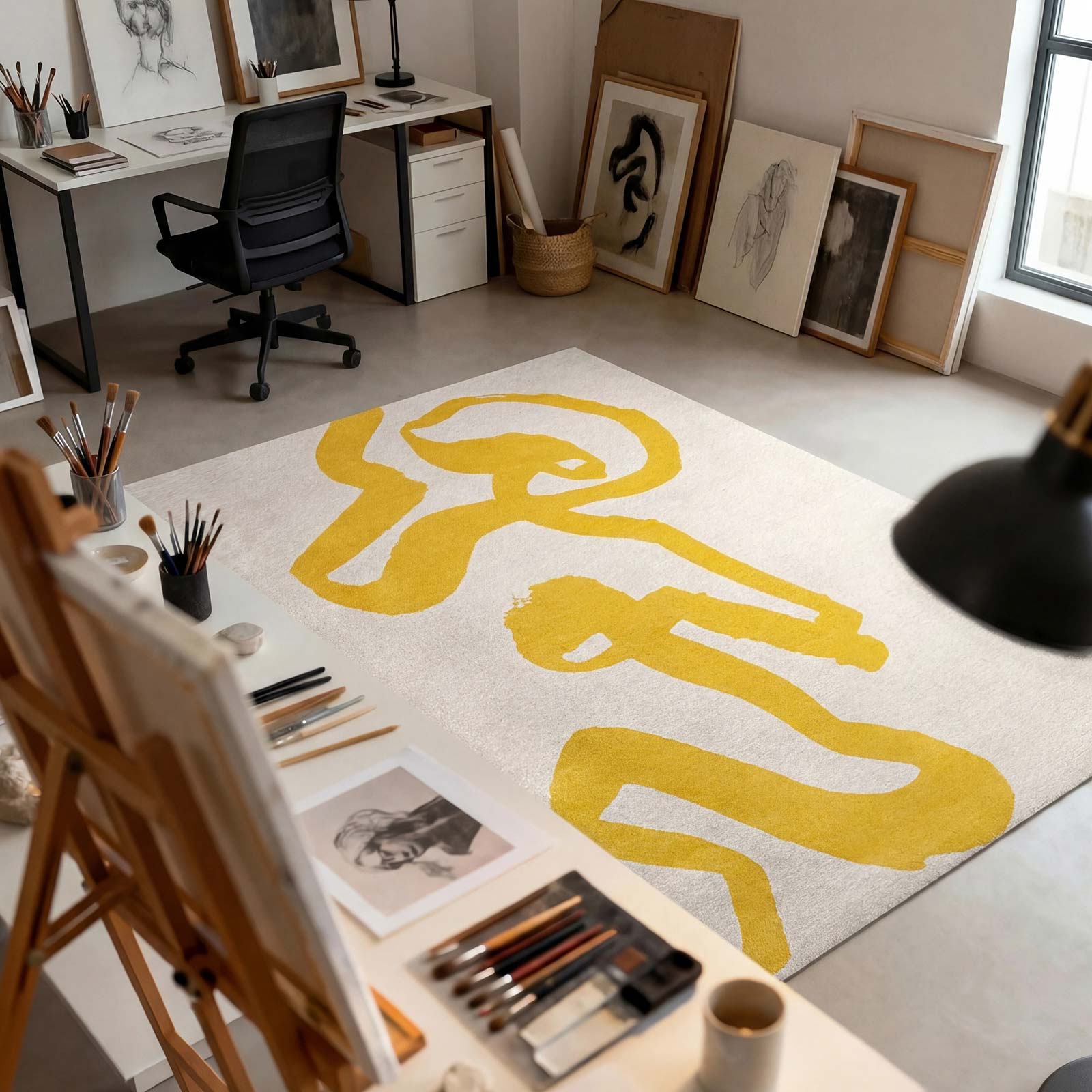 Louis De Poortere tapis Craft 2084 Ribbon Pure Yellow interior